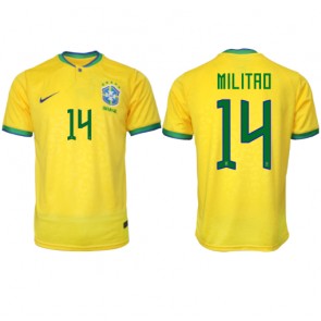 Brazil Eder Militao #14 Replica Home Stadium Shirt World Cup 2022 Short Sleeve